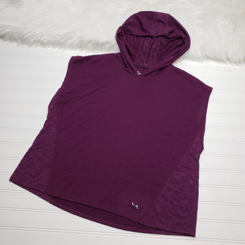 Under Armour Women's Size M Purple Burnout Hoodie Open Sleeve Tank Top #1305566